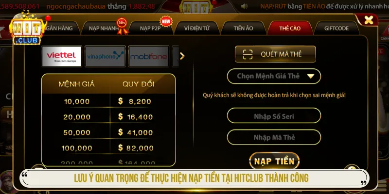 Đảm bảo tránh nạp tiền Hitclub số tài khoản không sử dụng