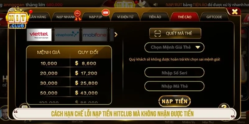 Nạp Tiền Hitclub Mà Không Nhận Được Tiền: Cách Xử Lý An Toàn Xây dựng thói quen giao dịch an toàn giúp hạn chế lỗi nạp tiền